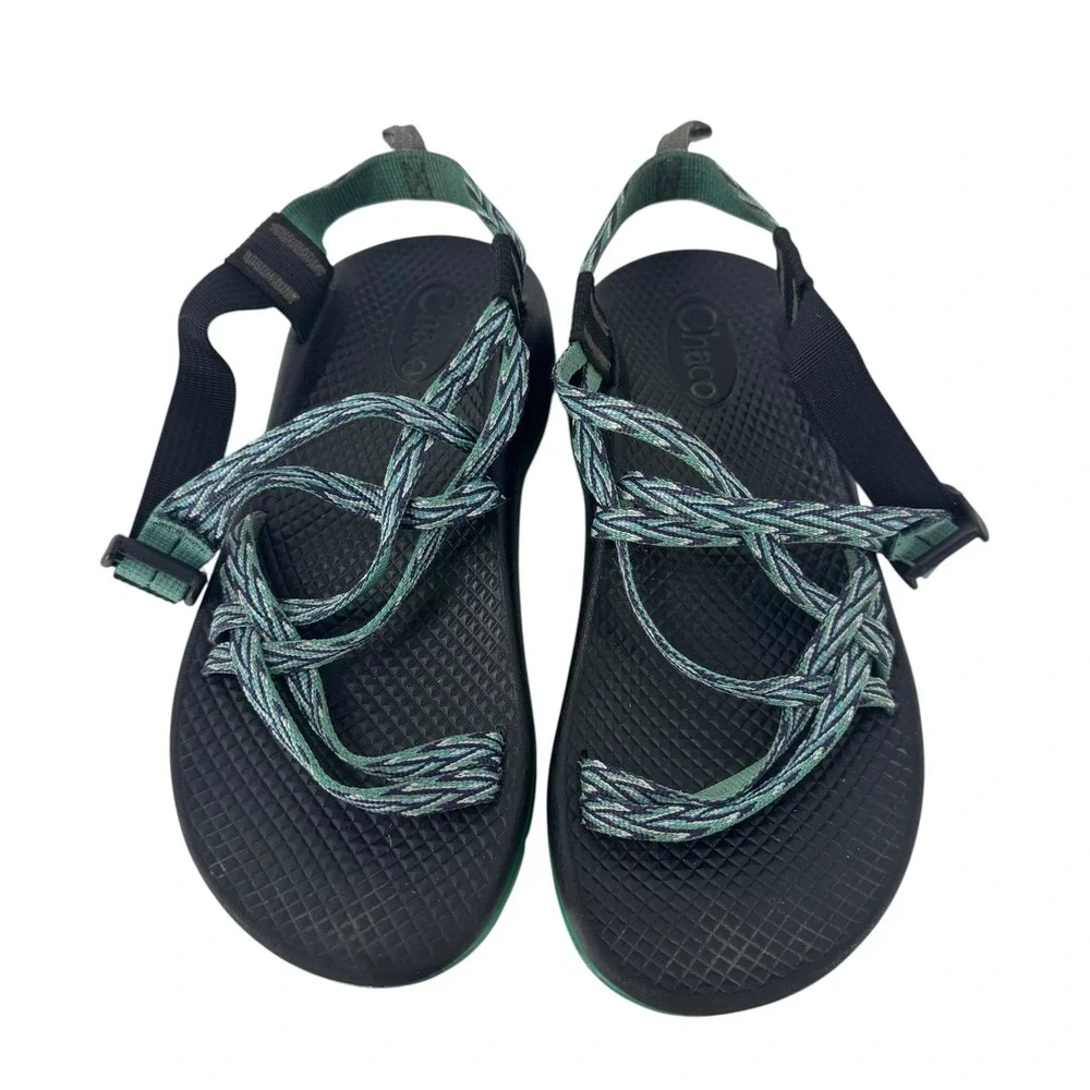 Chaco Z/Cloud 2 Kids Size 4 Sport Sandals Black Green Braided Straps Toe Loop